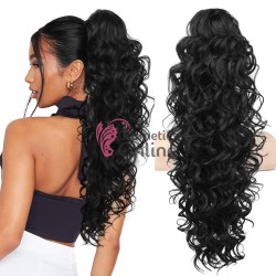 Extensie de par coada ondulata cu cleste 70 cm Negru (Brunet)  40261B